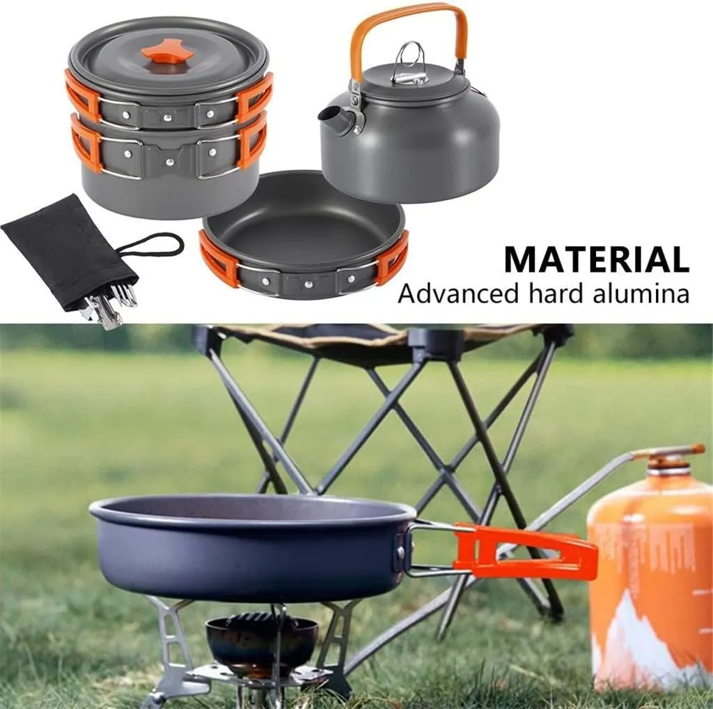 Aluminum Kitchen Set Camping Pot Kit Kettle Kettle Kettle Travel Mountaineering Picnic BBQ Cutlery Equipment (D