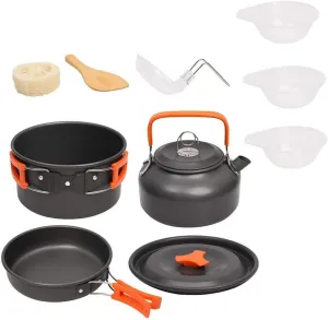 Aluminum Kitchen Set Camping Pot Kit Kettle Kettle Kettle Travel Mountaineering Picnic BBQ Cutlery Equipment (D