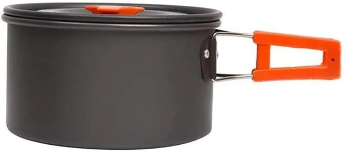 Aluminum Kitchen Set Camping Pot Kit Kettle Travel Mountaineering Picnic BBQ Cutlery Equipment (Color : A, Size