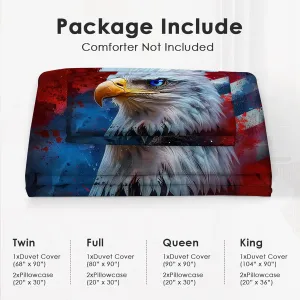 American Flag Bald Eagle 3D Print 3 Pieces Bedding Comforter Set with 2 Pillowcase Twin Size Duvet Cover Bed Sheet Quilt Stuff Bedroom Decor for Lover Adults Kids Boys Girls