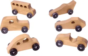 Amish-Made Wooden Cars, Set of 6 (Harvest)