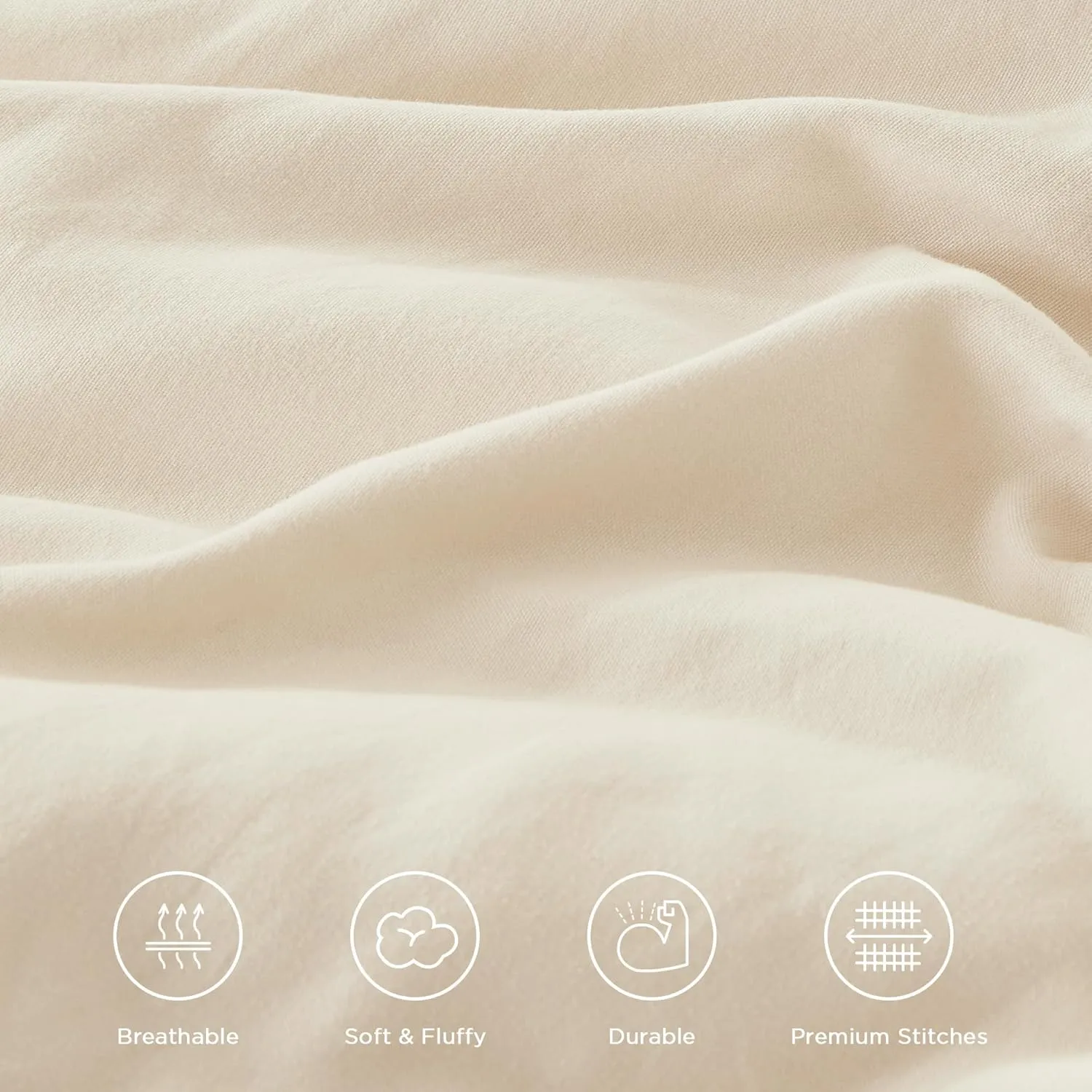 Andency Beige Full Size Comforter Set, 3 Pieces Farmhouse Shabby Chic Ruffle Comforter Set, Soft Lightweight Fluffy All Season Microfiber Bedding Comforter Set for Kids, Girls, Women
