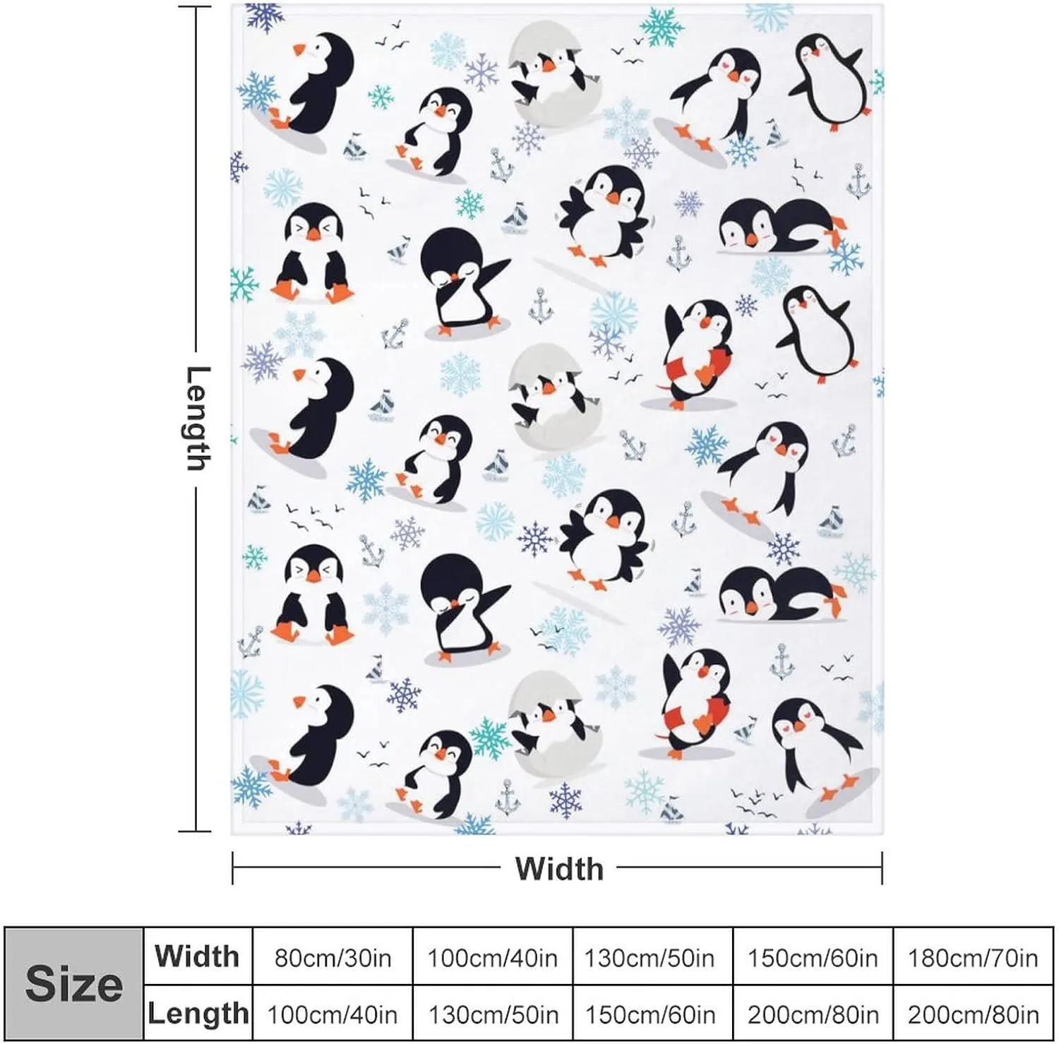 Animal Penguin Blanket Ultra Soft Cute Penguins Flannel Fleece Throw Blankets Lightweight Microfiber Fun Art Kids Adult Bedding for Gifts Travel 50"X40"