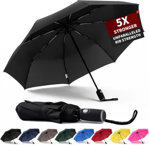 Anntrue Windproof Travel Umbrella, Auto Open Close Lightweight Compact Portable Backpack Folding Umbrella, Perfect for Car, Purse, Men and Women (Black)