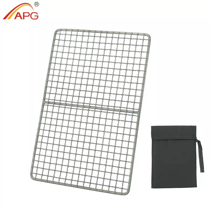APG Titanium Grill Mesh Mini BBQ Food Carbon Furnace Charcoal Barbecue Campfire Grill Net Plate