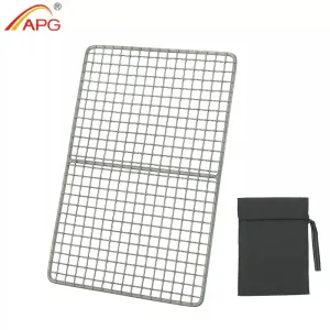 APG Titanium Grill Mesh Mini BBQ Food Carbon Furnace Charcoal Barbecue Campfire Grill Net Plate