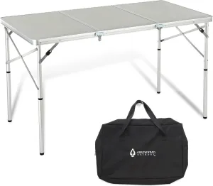ARROWHEAD OUTDOOR 4’ ft Heavy-Duty Portable Aluminum Frame Folding Table w/Leveling Feet, Solid Tabletop Surface, 2 Adjustable Heights, Carrying Case Included, Lightweight, USA-Based Support