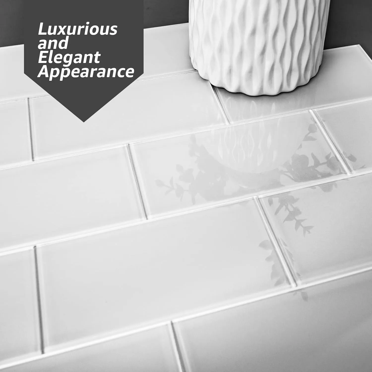 Art3d 4 Sq Ft Glass Backsplash Tiles, 32-Piece Glass Peel and Stick for Kitchen or Bathroom, 3" x 6" Subway White Backsplash Tiles