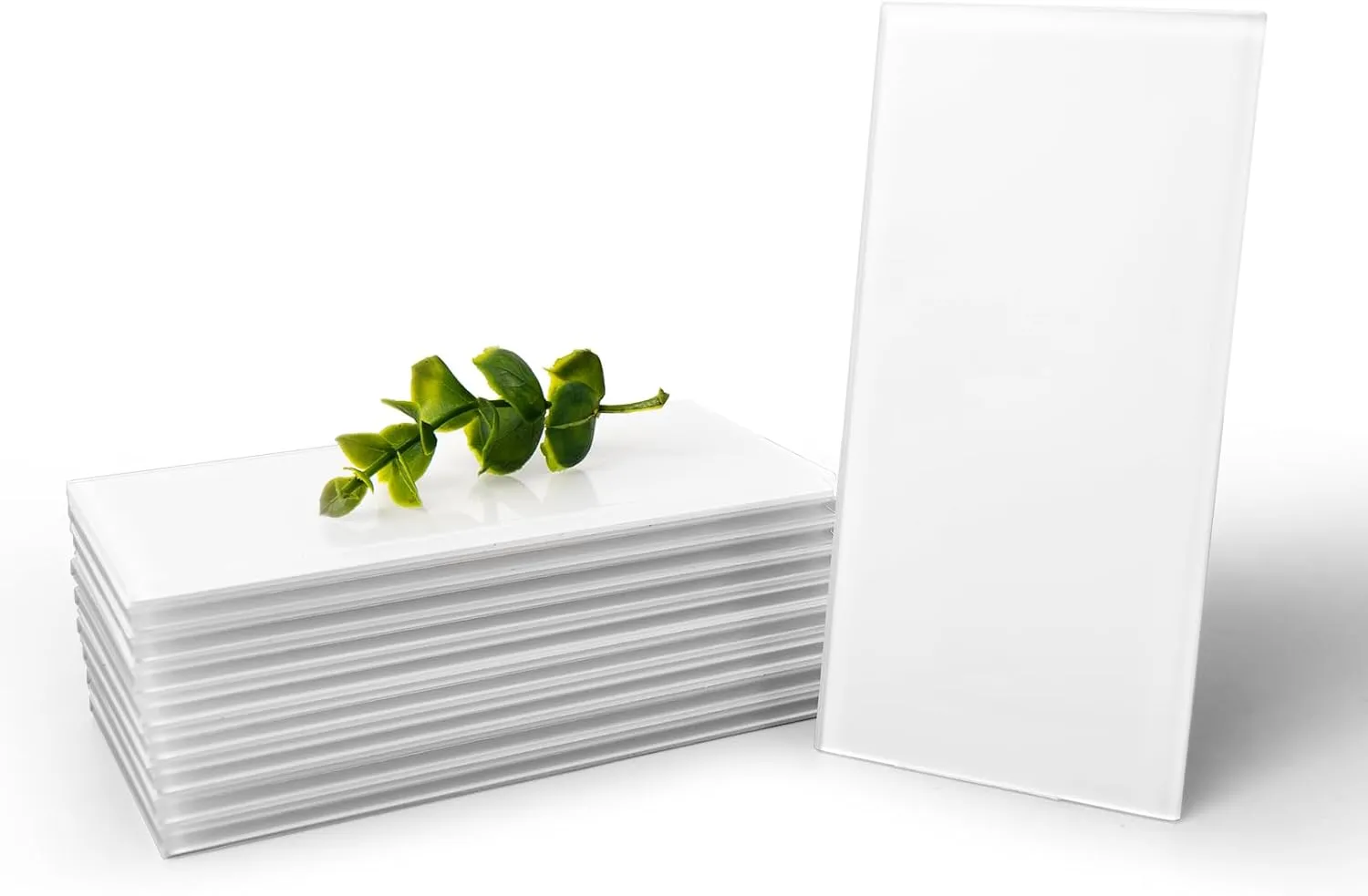 Art3d 4 Sq Ft Glass Backsplash Tiles, 32-Piece Glass Peel and Stick for Kitchen or Bathroom, 3" x 6" Subway White Backsplash Tiles