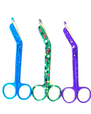 Artlab-Set Of 3 Assorted Dew Drops Pattern Color Nurse Doctor EMT Lister Bandage Scissors 5.5" (14cm)-Perfect For EMT, Paramedics, First Aid, Responders, Doctors, Nurses,Shears Lister Bandage Scissors