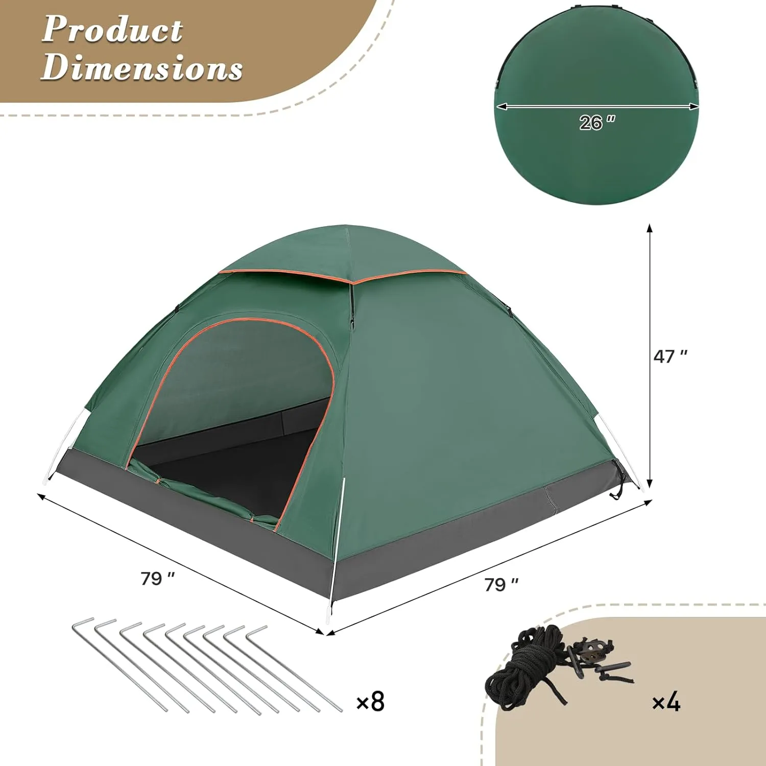 Athena Collection 1-2 Person Camping Dome Tent, Portable Backpacking Tent Easy Setup Travel Tent with Carry Bag, Outdoor All Seasons Tent Windproof Camping Equipment for Lawn Garden Park