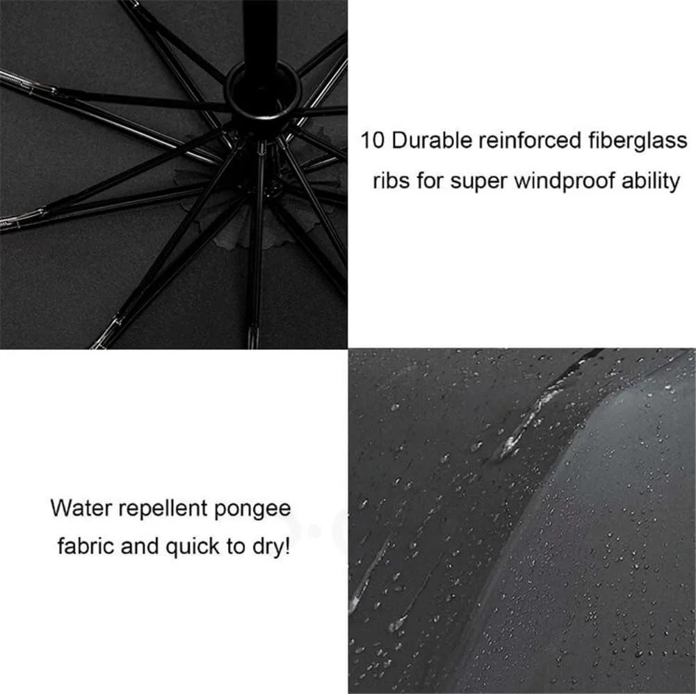 Auto Open/Close Travel Umbrella, Windproof Waterproof Umbrellas with Coating, Folding Reinforced Canopy Frame Umbrella, Protects Against UV Rain Wind Sun, Slip-Proof Handle for Easy Carry