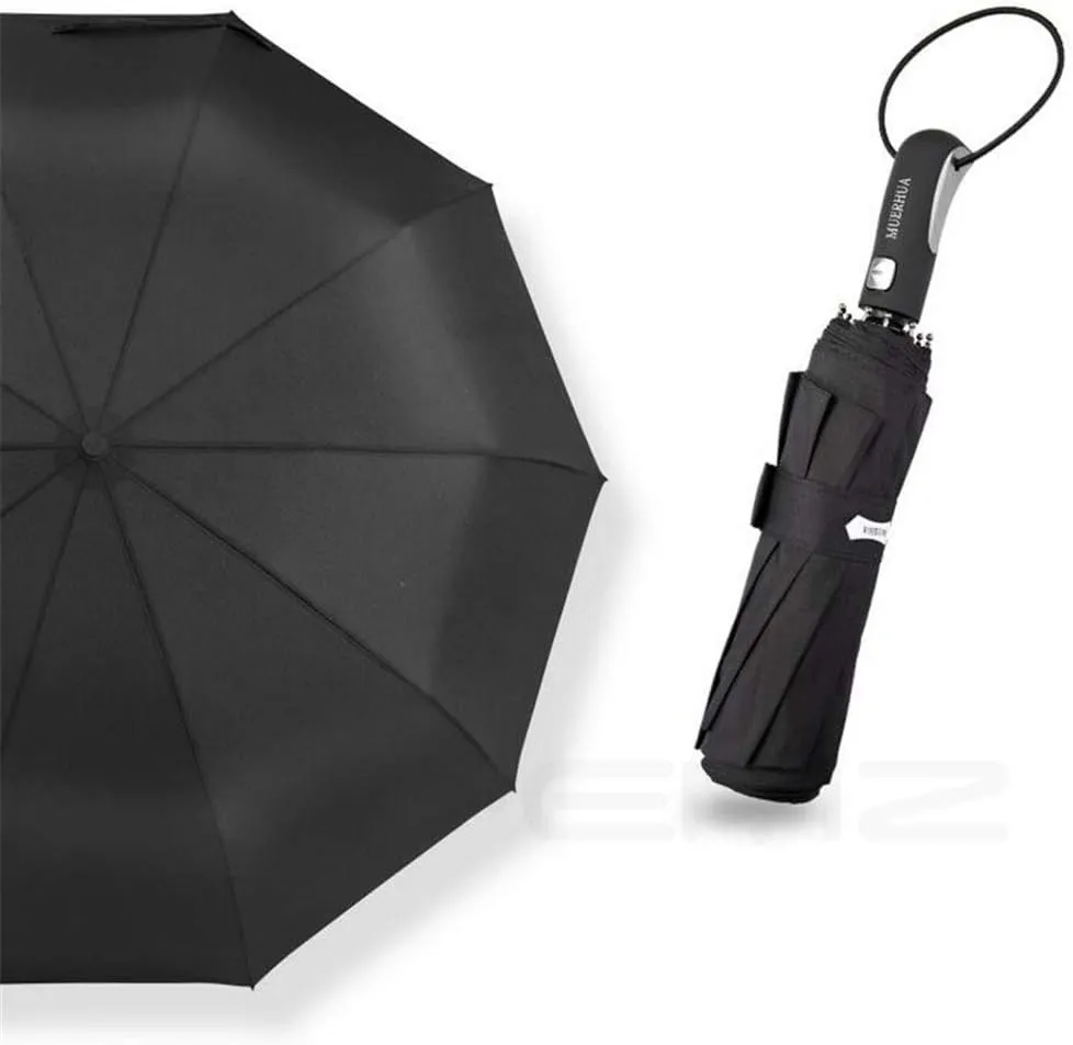 Auto Open/Close Travel Umbrella, Windproof Waterproof Umbrellas with Coating, Folding Reinforced Canopy Frame Umbrella, Protects Against UV Rain Wind Sun, Slip-Proof Handle for Easy Carry