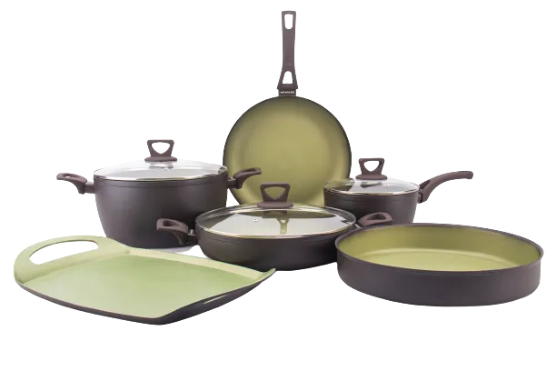 AVOCADO 9 Piece Cooking Set with GRIDDLE / Batería de 9 piezas de AGUACATE con COMAL