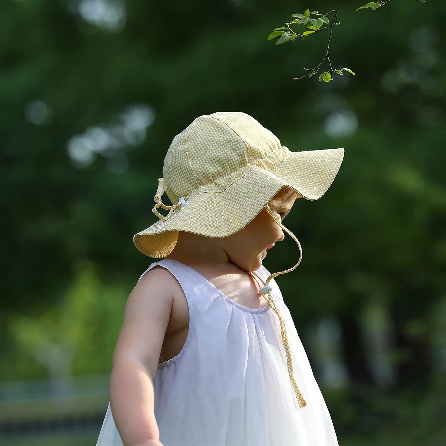 Baby & Toddler Wide Brim Sun Hats UPF 50  Sun Protection Bucket Cap Cute Adjustable Hat in Seersucker