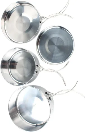 balacoo Portable Camping Pot Lid 4pcs Stainless Steel Cookware Set Lightweight and Sturdy for Outdoor Use