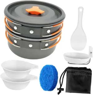 Balacoo Portable Pot Camp Travel Pots Outdoor Portable Cookware Small Backing Cookware Aluminum Alloy