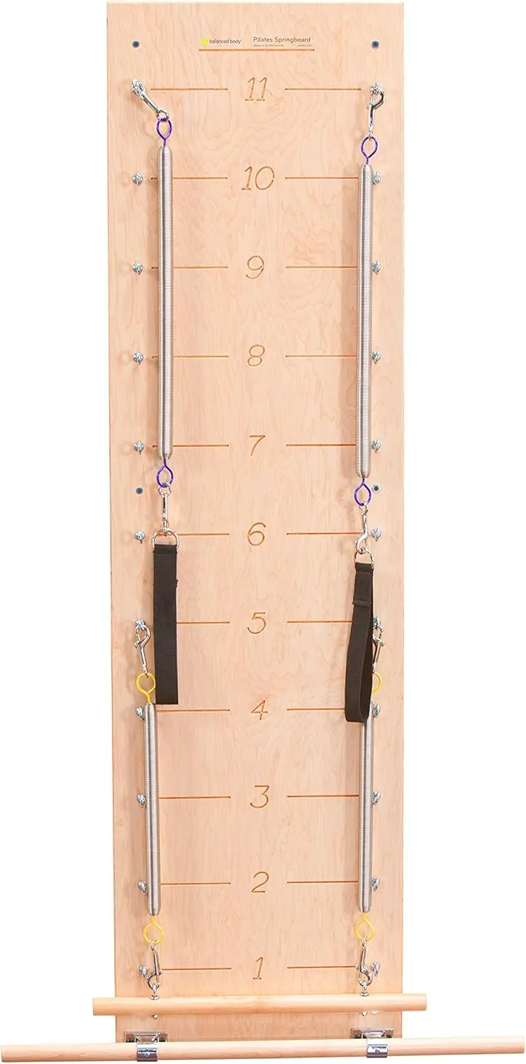 Balanced Body Pilates Springboard with Push-Through Bar, Wall Mounted Pilates Workout Equipment for Home Gym or Studio Use, Pilates Exercise Equipment with Resistance Springs
