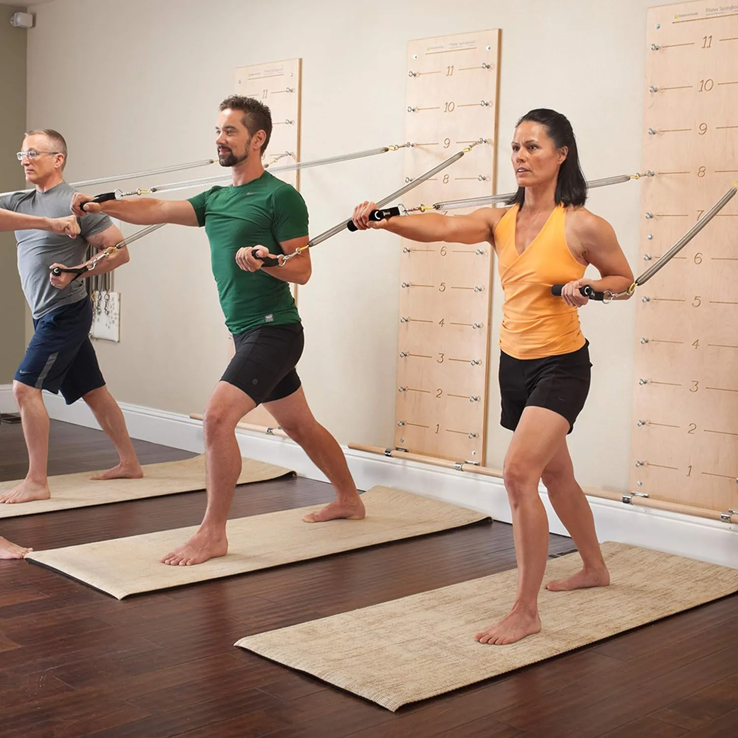Balanced Body Pilates Springboard with Push-Through Bar, Wall Mounted Pilates Workout Equipment for Home Gym or Studio Use, Pilates Exercise Equipment with Resistance Springs