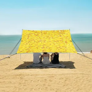 Banana Fruit Beach Canopy Tent Anti-UV & Wind Resistant, Yellow Camping Sun Shelter Easy Setup Portable,Outdoor Shade Tents with Sandbags,Sand Shovels,Ground Pegs & Stability Poles
