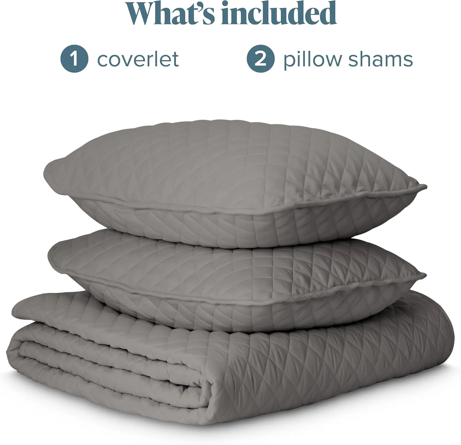 Bare Home Coverlet Set - Lightweight Bed Decor - Comforter Alternative - All-Season Quilted Bedspread (King, Grey)