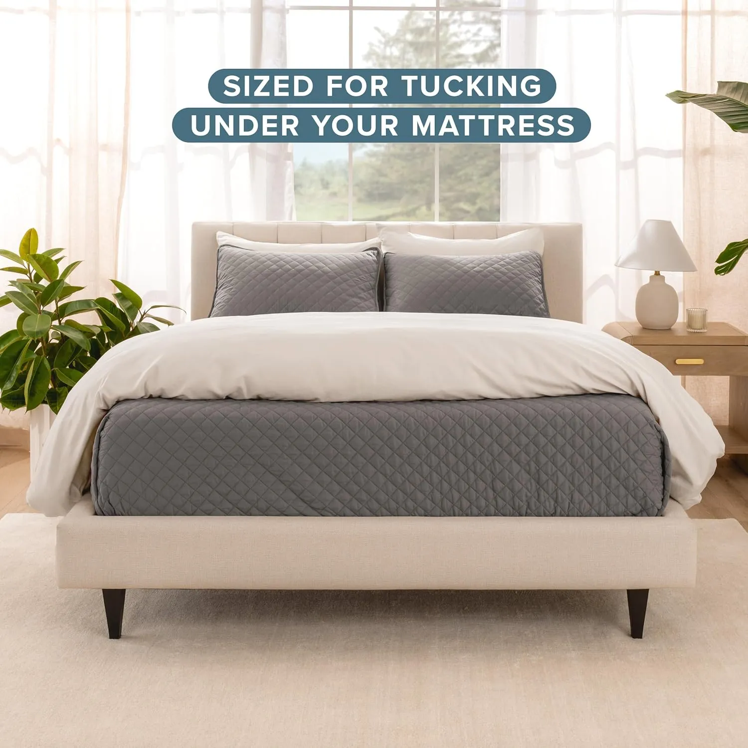 Bare Home Coverlet Set - Lightweight Bed Decor - Comforter Alternative - All-Season Quilted Bedspread (King, Grey)