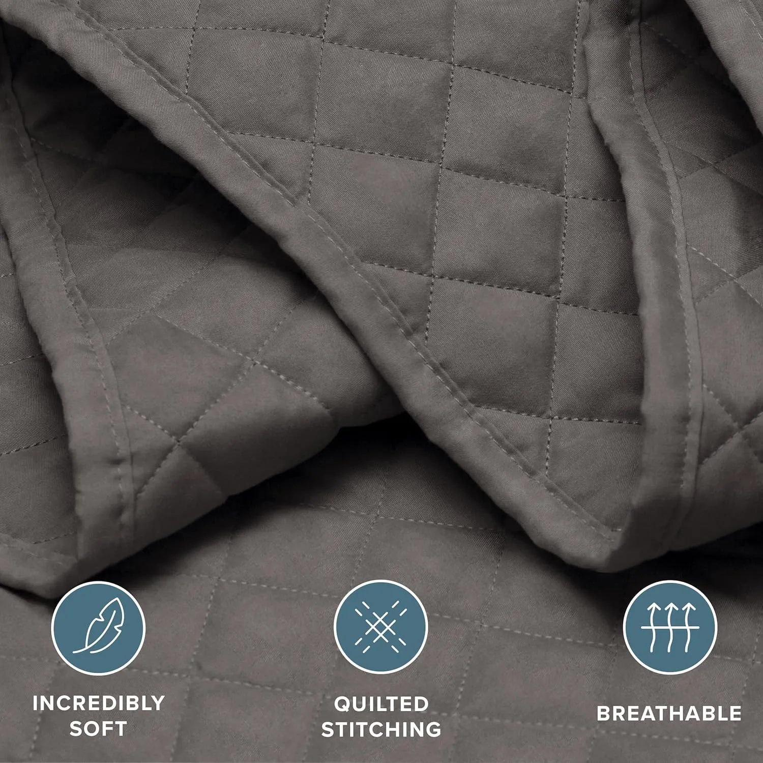 Bare Home Coverlet Set - Lightweight Bed Decor - Comforter Alternative - All-Season Quilted Bedspread (King, Grey)