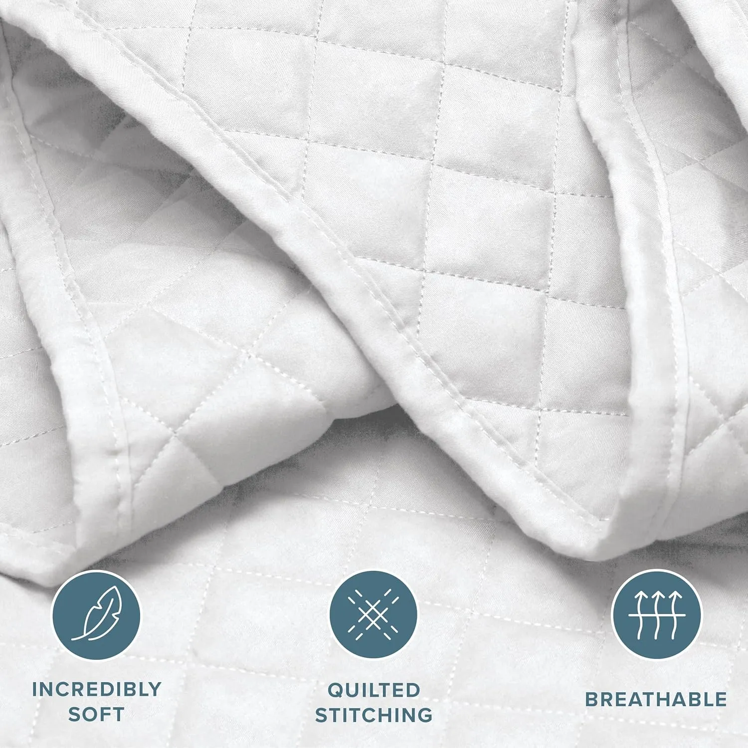 Bare Home Premium 3 Piece Quilt Set - King Size - Coverlet Set - Diamond Stitched Bedspread - Ultra-Soft Luxurious Lightweight All Season Bedspread (King, White)