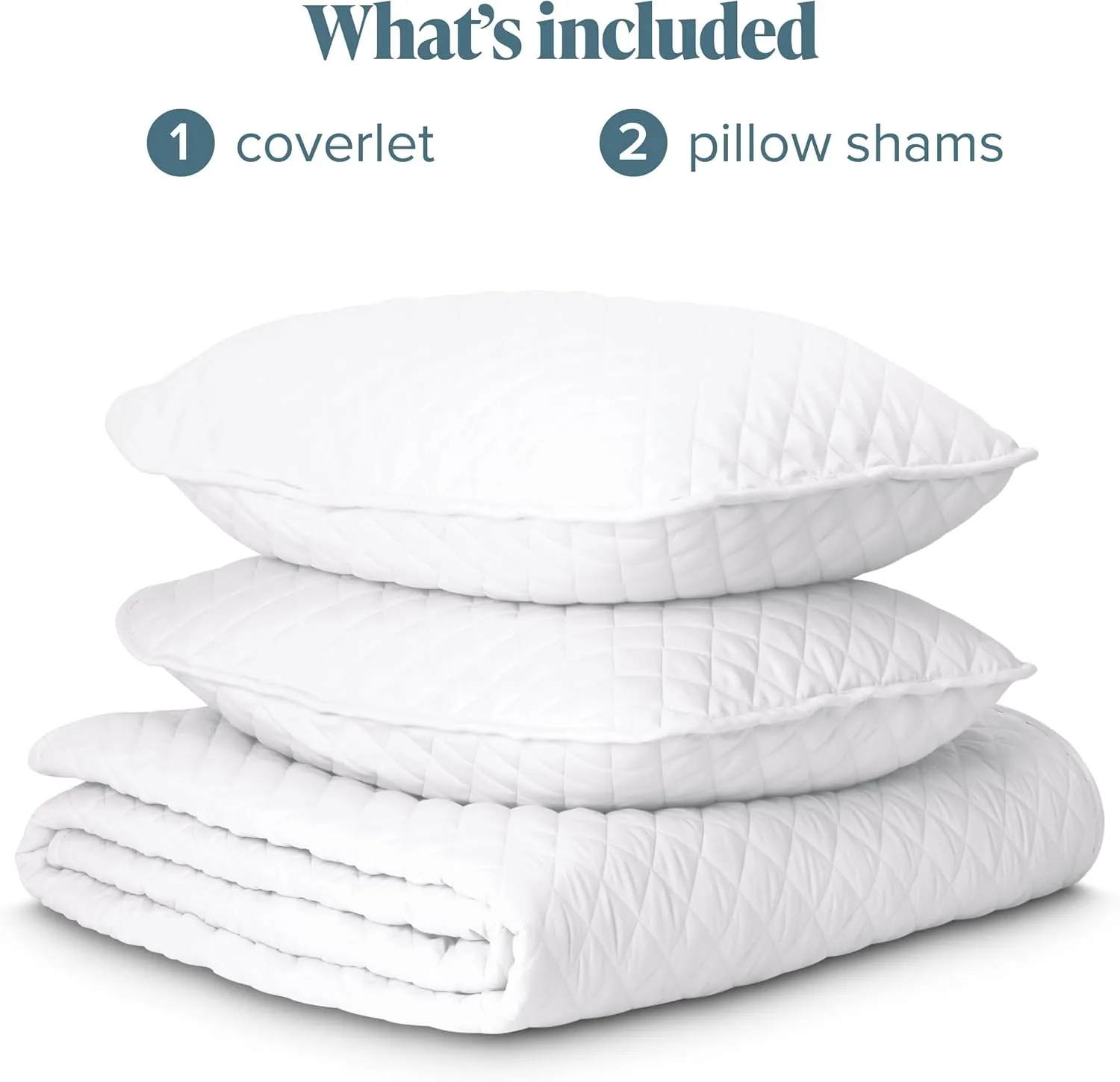 Bare Home Premium 3 Piece Quilt Set - King Size - Coverlet Set - Diamond Stitched Bedspread - Ultra-Soft Luxurious Lightweight All Season Bedspread (King, White)