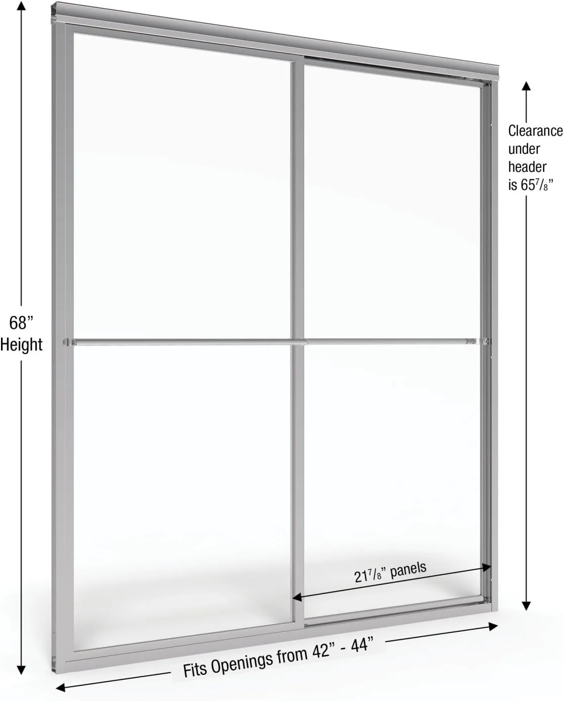Basco Deluxe Framed Sliding Shower Door, Fits 42-44 inch opening, Clear Glass, Silver Finish