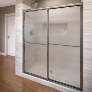 Basco Deluxe Framed Sliding Shower Door, Fits 45-47 inch opening, Obscure Glass, Silver Finish