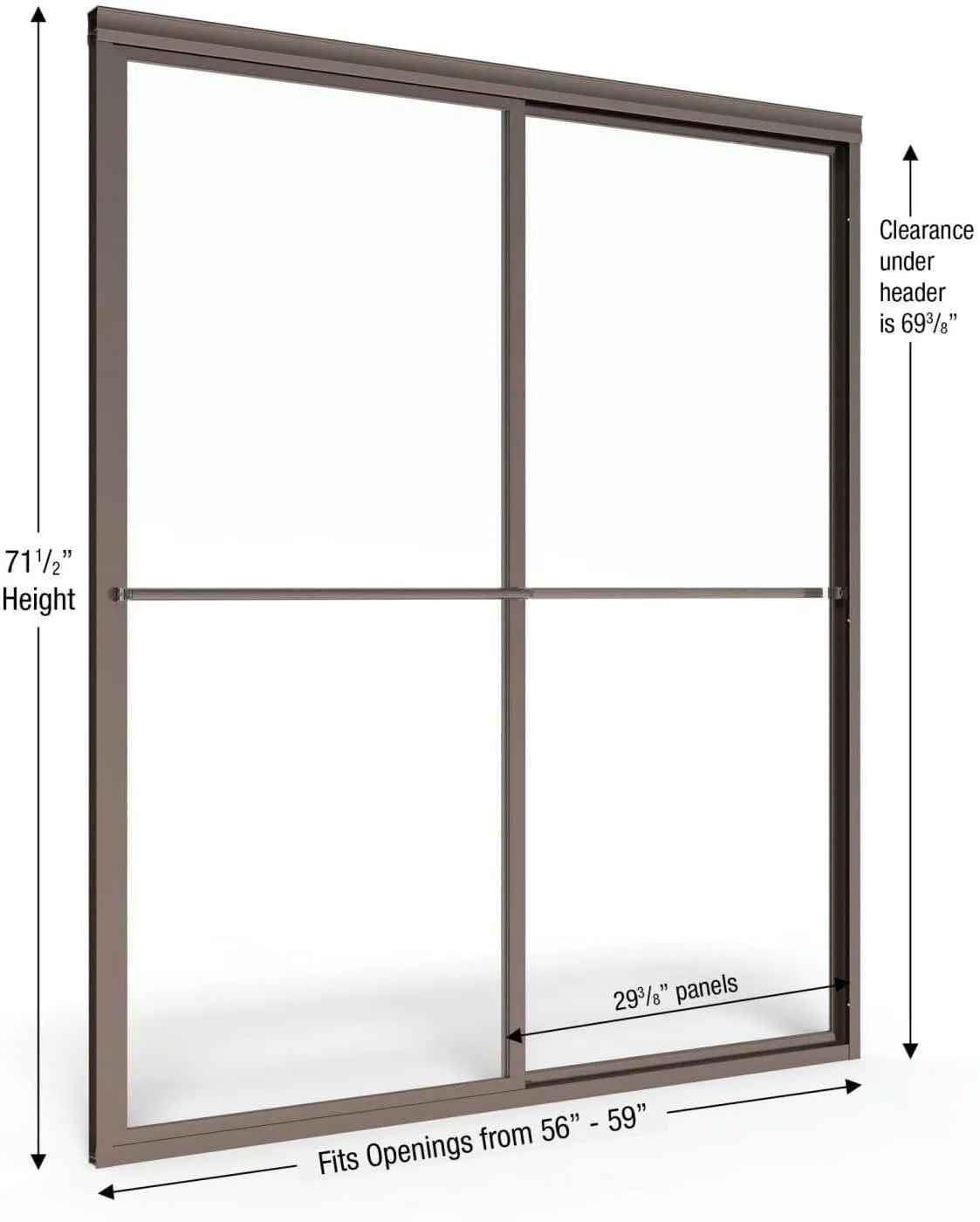Basco Deluxe Framed Sliding Shower Door, Fits 56-59 inch opening, Clear Glass, Brushed Nickel Finish
