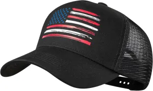 Baseball Cap, American Flag Trucker Hat for Men Women, Breathable Adjustable Fit Outdoor Mesh Snapback Hats