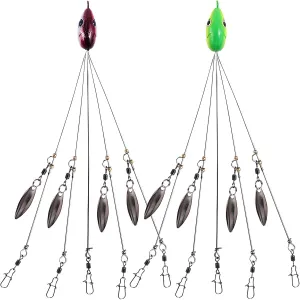 Bass Lures 2-Pack Alabama Rig Kit - Stainless Steel, 3D Fish Eyes, Multi-Lure Ultralight Willow Blade for Saltwater Fishing