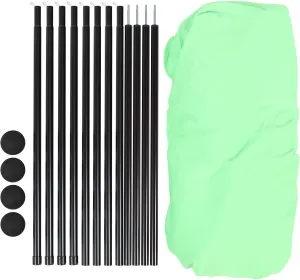 Beach Canopy, 4 Poles Pop Up Quick Setup UPF50  Polyester Iron Beach Tent Sun Shelter Spacious for Camping (Green)