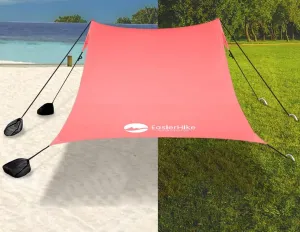 Beach Canopy Windproof Design, Sun Shelter UPF50  Portable Family Tent with 6 Sandbags Anchors 10x10 FT 2 Pole Pop Up Outdoor Shelter for Beach, Camping, Fishing, Backyard