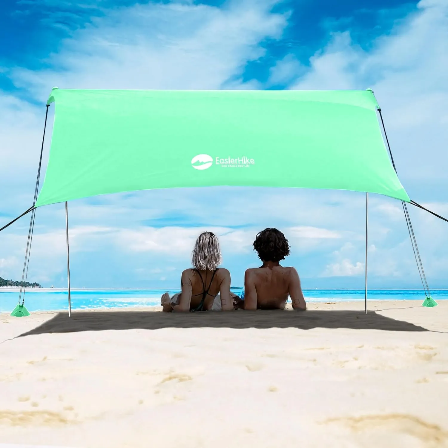 Beach Shade Tent, Portable Easy Pop Up Beach Canopy, UPF50  Sun Protection Shelter, Windproof & Water Resistant, Perfect for Family