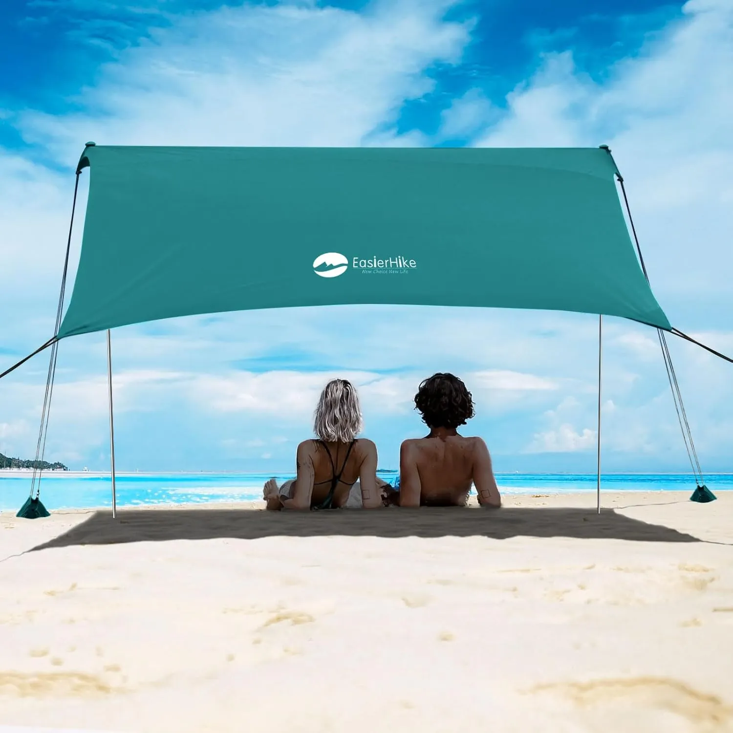 Beach Shade Tent, Portable Easy Pop Up Beach Canopy, UPF50  Sun Protection Shelter, Windproof & Water Resistant, Perfect for Family