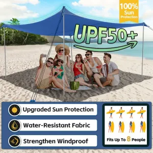 Beach Shade Tent, Portable Easy Pop Up Beach Canopy, UPF50  Sun Protection Shelter, Windproof & Water Resistant, Perfect for Family