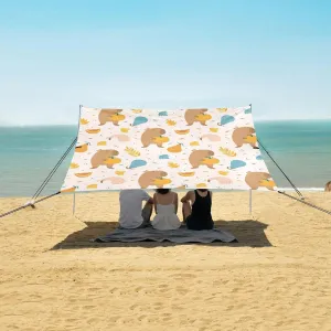 Beach Shade Tent with UPF50  UV Protection,Capybara with Pumpkins Lightweight Camping Sun Shelter for Outdoor,Camping Trips, Fishing, Backyard,Picnics,Easy Set Up and Carry 9x10.5 FT