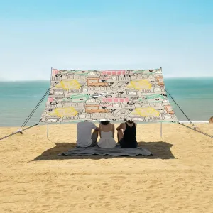 Beach Shade Tent with UPF50  UV Protection,Pattern of Vehicles Cartoon Lightweight Camping Sun Shelter for Outdoor,Camping Trips, Fishing, Backyard,Picnics,Easy Set Up and Carry 9x10.5 FT
