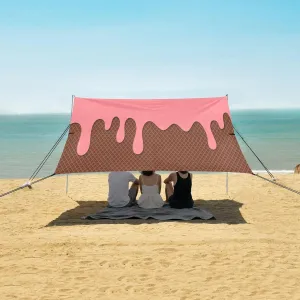 Beach Shade Tent with UPF50  UV Protection,Strawberry Ice Cream Waffle Lightweight Camping Sun Shelter for Outdoor,Camping Trips, Fishing, Backyard,Picnics,Easy Set Up and Carry 9x10.5 FT