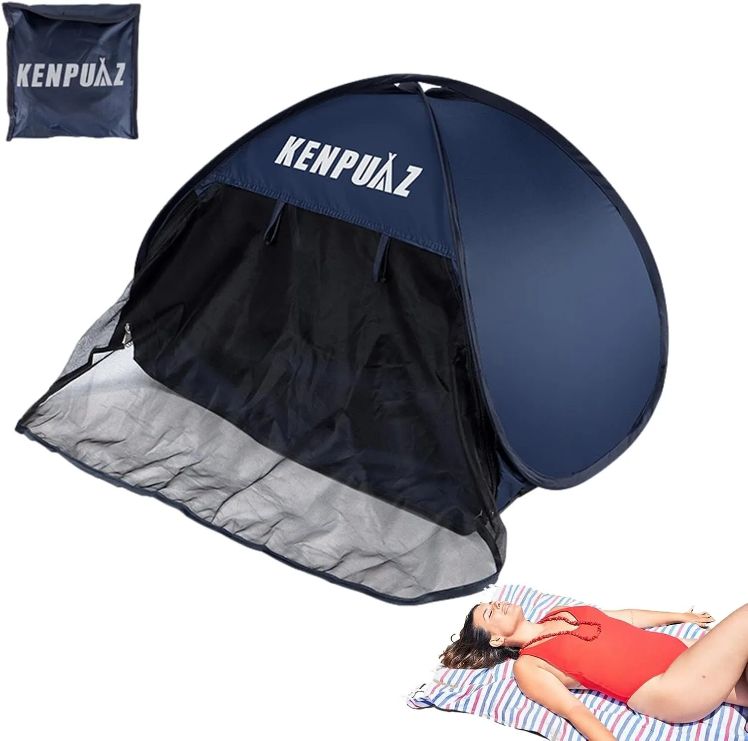Beach Sun Shelter,Beach Sun Shelters Automatic Shade Tent | Windproof Head Popup Canopy, Portable Storage Pockets Sun Shade for Beach, Hiking, Picnic, Fishing