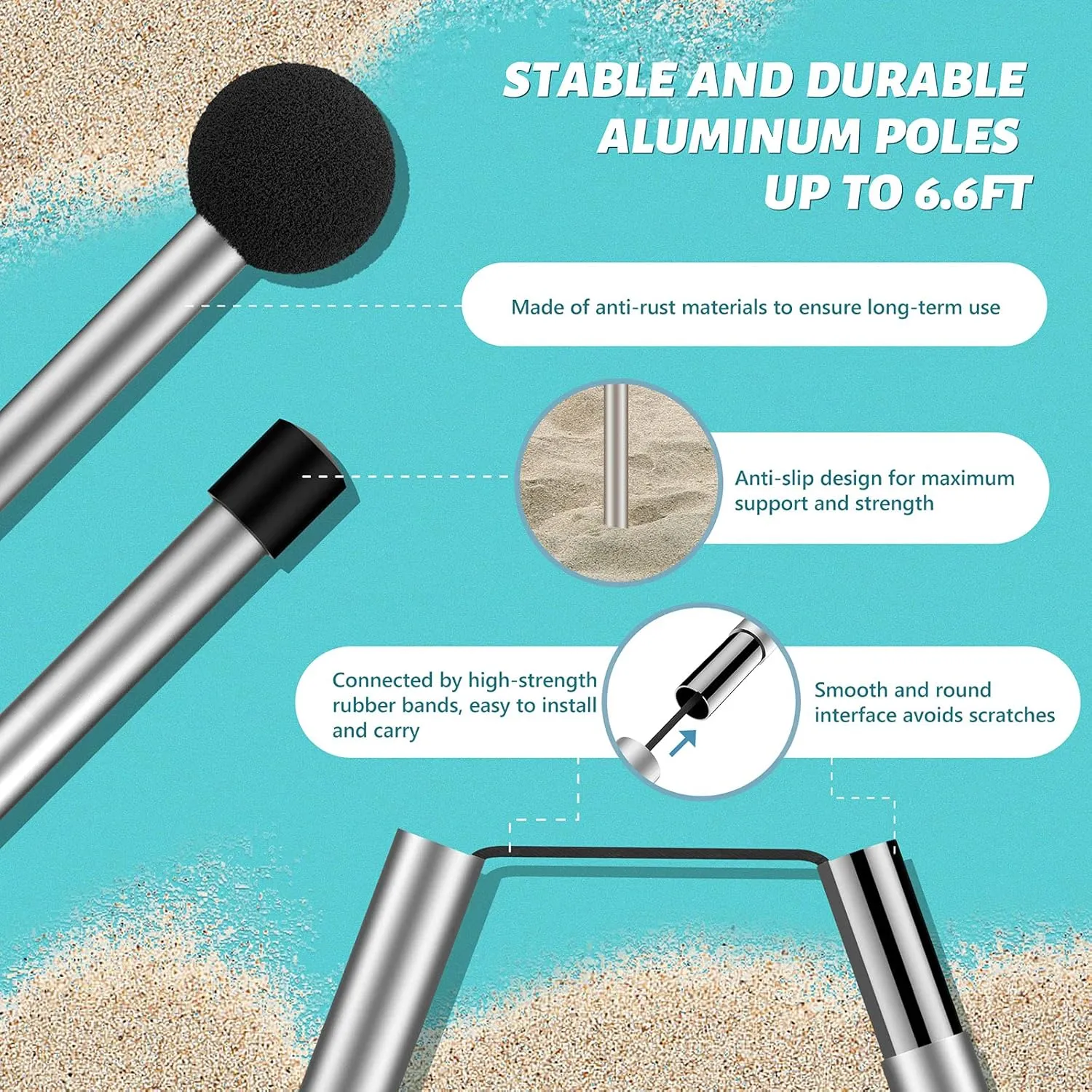 Beach Tent Canopy Sun Shade UPF50 , Easy Pop Up Anti-Wind Sun Shelter with Stability Poles/Carry Bag/Ground Pegs/Sand Shovel, Portable Sunshade for Beach Camping (Black, 10×10 FT 4 Pole)