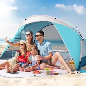 Beach Tent, Portable Beach Shade Tent for 3-4 Person, UPF 50  UV Waterproof Lightweight & Easy Setup Sun Shade Canopy with Carrying Bag for Outdoor Camping Fishing