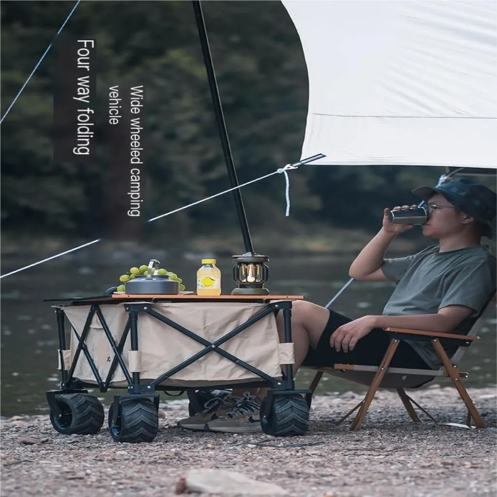 Beach Trolley Cart Shanuoduoji Outdoor Camper Fully Folding Camping Trailer Self-Driving Spring Outing Hand-Drawn Cart Picnic Camper Trolley Cart