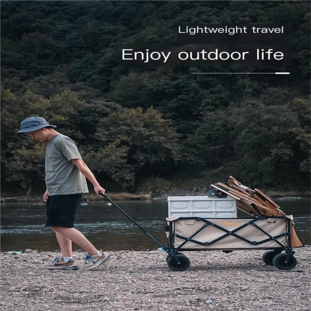 Beach Trolley Cart Shanuoduoji Outdoor Camper Fully Folding Camping Trailer Self-Driving Spring Outing Hand-Drawn Cart Picnic Camper Trolley Cart