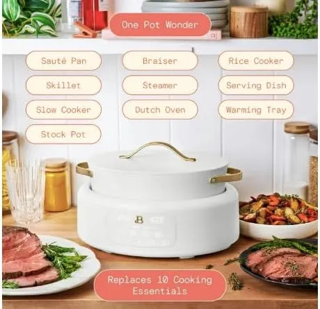Beautiful 10-in-1 6qt Electric Multi-Cooker by Drew Barrymore (White)