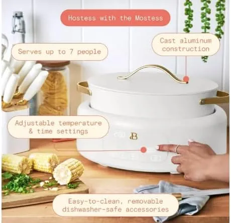 Beautiful 10-in-1 6qt Electric Multi-Cooker by Drew Barrymore (White)
