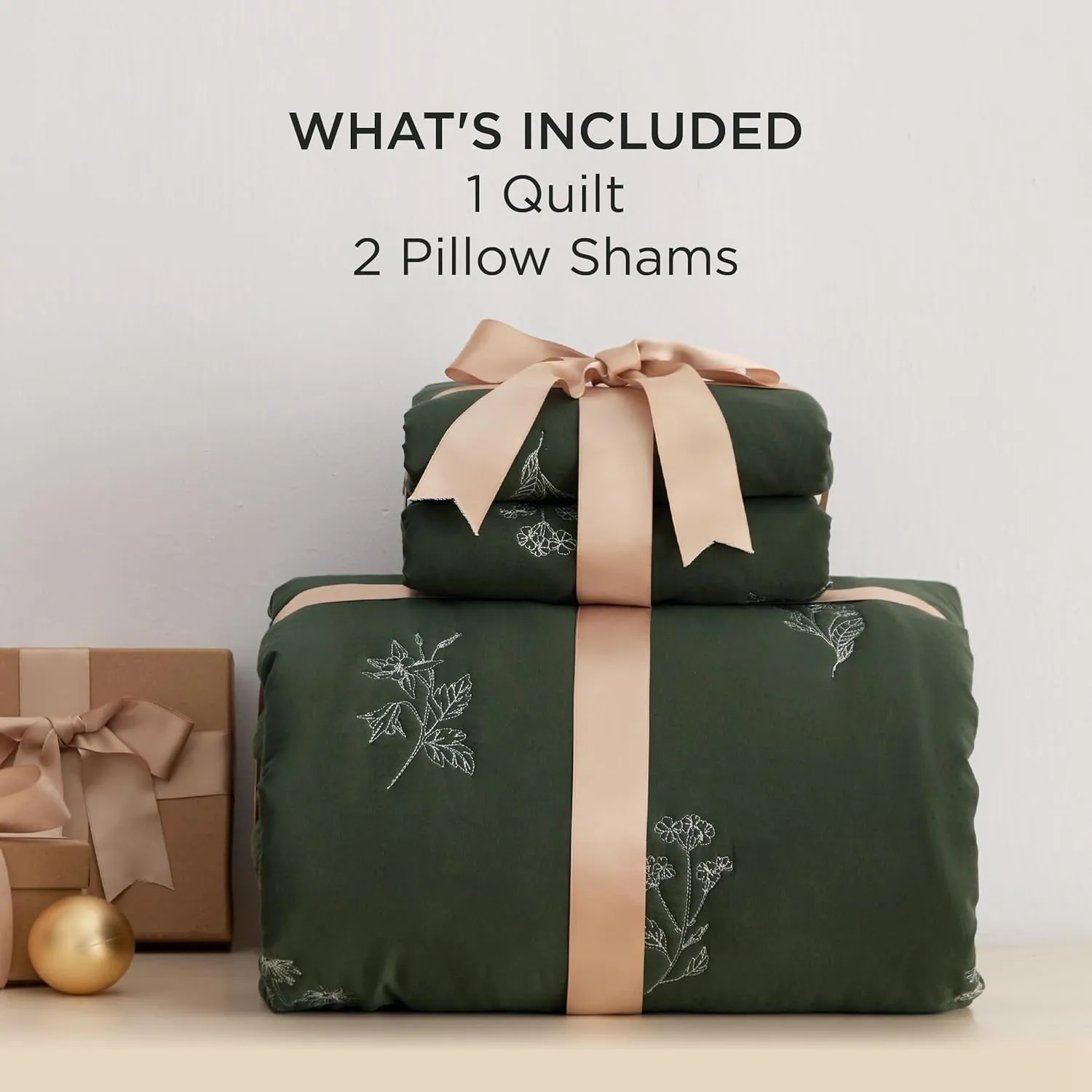 Bedsure Botanical Floral Quilt King Size for Modern Farmhouse Decor, Luxurious Summer Bedding Set, Super Soft Bedspread King Size, Lightweight Comforter with 2 Pillow Shams, Olive Green, 106x96 Inch